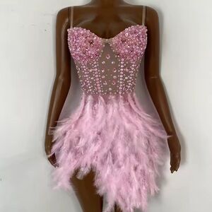 Elegant Pink High Low Dress